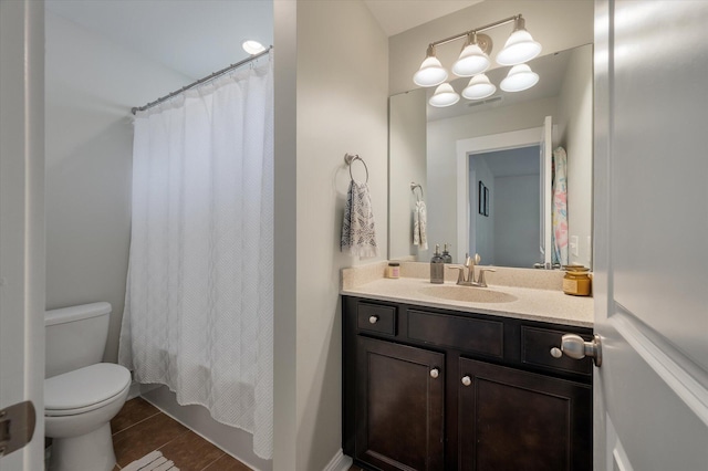 2627 Rutherford Way, Charleston, SC 29414 - full bath featuring toilet, vanity, tile patterned floors, and shower / tub combo with curtain
