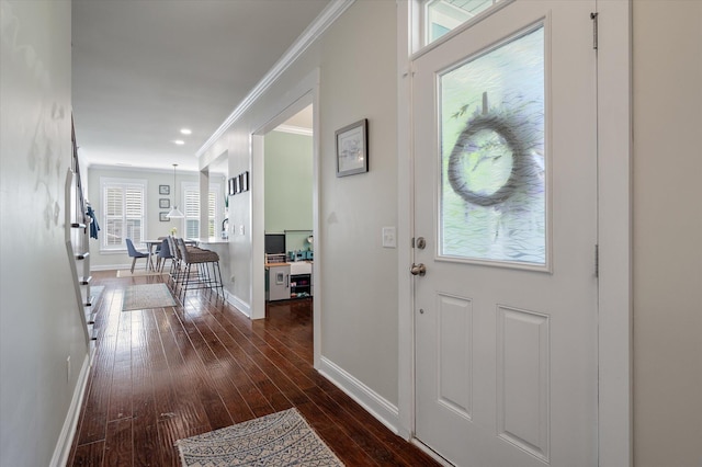 2627 Rutherford Way, Charleston, SC 29414 - entryway with ornamental molding, dark wood-style floors, and baseboards
