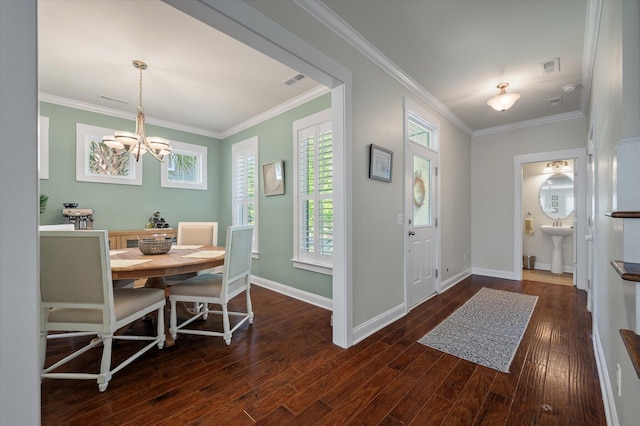 2627 Rutherford Way, Charleston, SC 29414 - entrance foyer with a chandelier, ornamental molding, wood finished floors, and baseboards