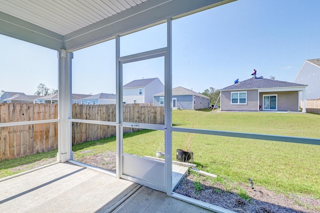 view of unfurnished sunroom