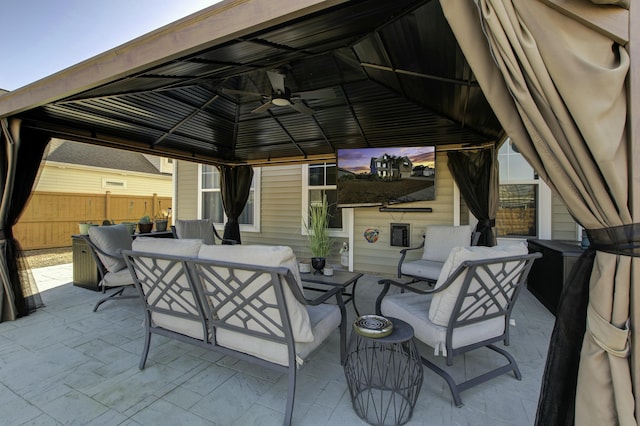 view of patio / terrace with a gazebo and an outdoor living space