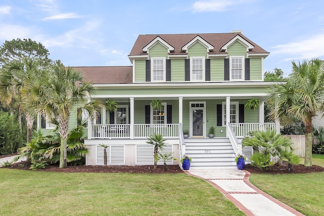591 Two Mile Run, Johns Island, SC 29455 - view of front of home featuring covered porch, a front yard, and stairway