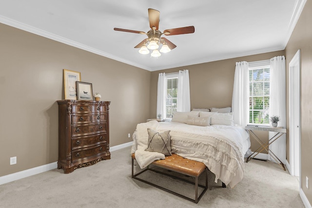 591 Two Mile Run, Johns Island, SC 29455 - bedroom featuring light carpet, ornamental molding, and ceiling fan
