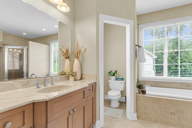 591 Two Mile Run, Johns Island, SC 29455 - bathroom featuring healthy amount of natural light, tile patterned floors, vanity, and a garden tub