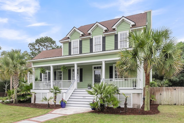 591 Two Mile Run, Johns Island, SC 29455 - view of front of house with a porch, a shingled roof, and stairway