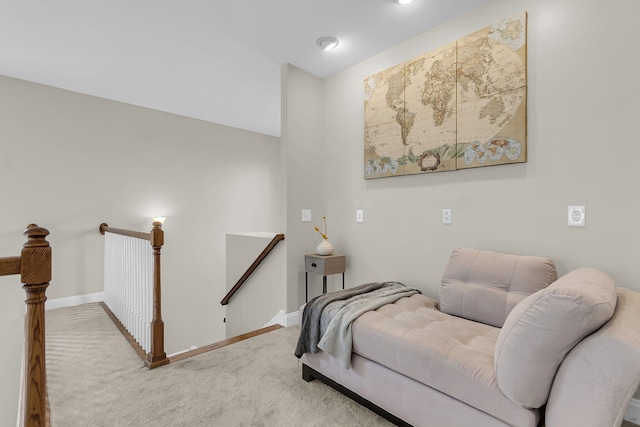 591 Two Mile Run, Johns Island, SC 29455 - living area featuring an upstairs landing and carpet floors