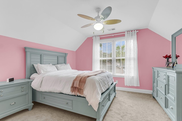 591 Two Mile Run, Johns Island, SC 29455 - bedroom featuring vaulted ceiling, light carpet, and ceiling fan