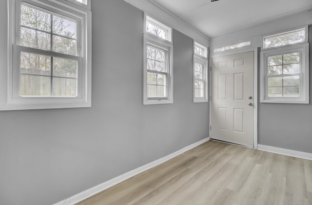 entrance foyer featuring baseboards and wood finished floors