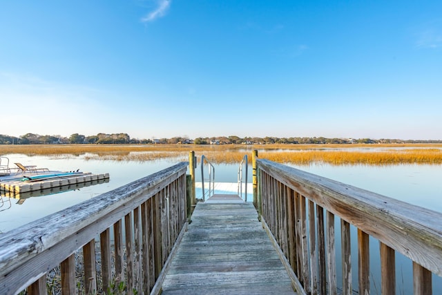 view of dock featuring a water view