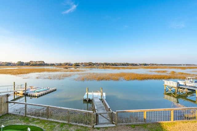 dock area with a water view