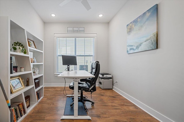 office area featuring hardwood / wood-style flooring