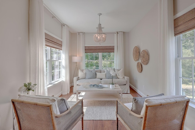 2036 Kings Gate Ln, Mount Pleasant, SC 29466 - living area featuring a chandelier and wood finished floors