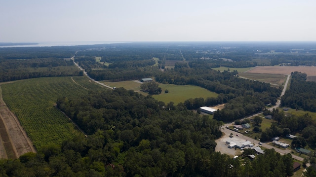 birds eye view of property featuring a rural view