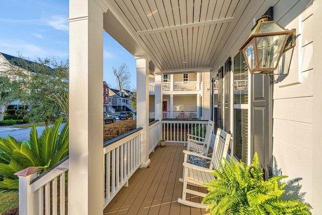 wooden deck with covered porch