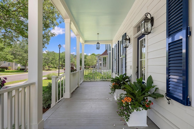 deck featuring a porch