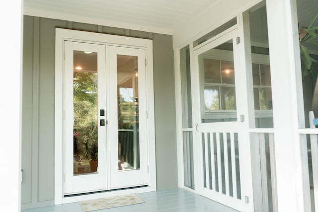 doorway to outside featuring french doors