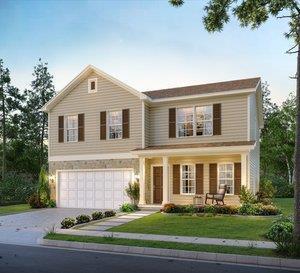 view of front facade with a front yard and a garage