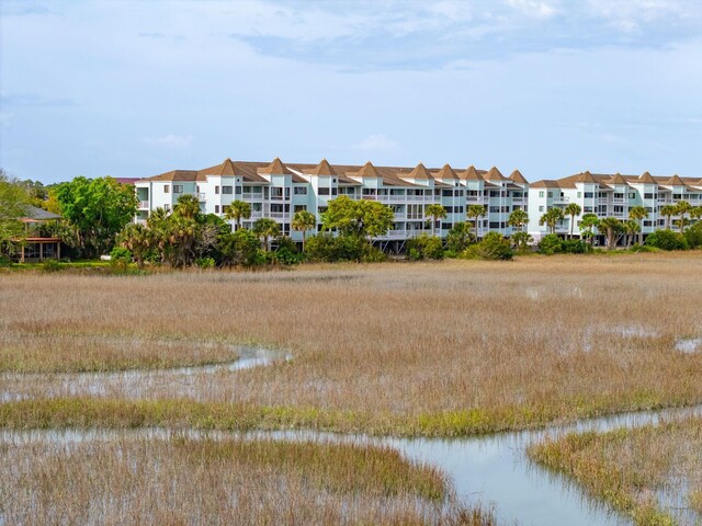 exterior space featuring a water view