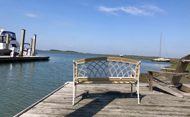 dock area with a water view