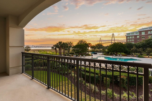 balcony with view of pool area