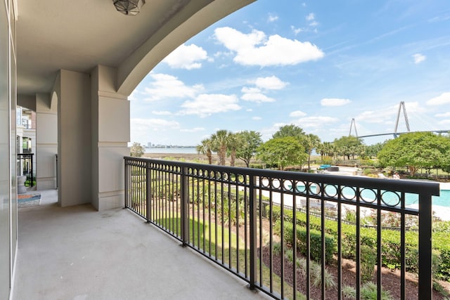balcony with a water view