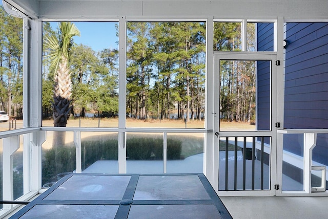 view of unfurnished sunroom