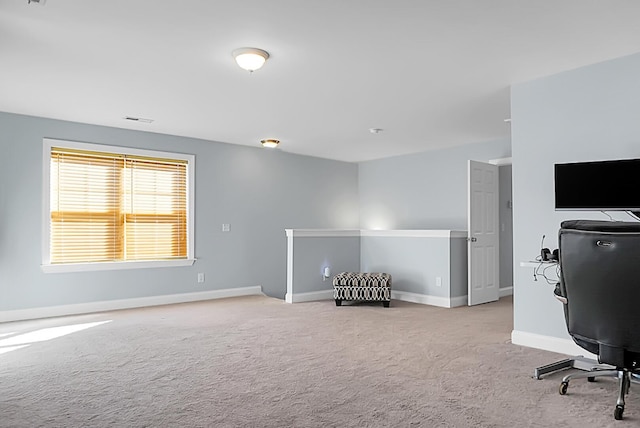 view of carpeted home office