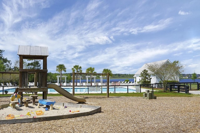 view of play area with a community pool