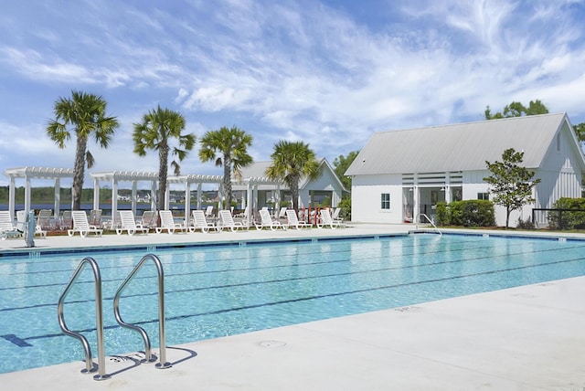 view of pool with a pergola