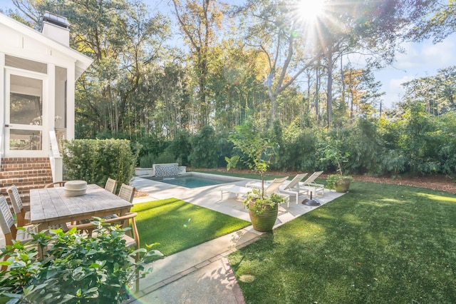 view of yard with a patio area and an outdoor pool