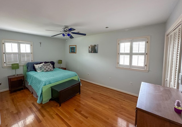 1866 Capri Dr, Charleston, SC 29407 - bedroom with light wood-type flooring, baseboards, and a ceiling fan