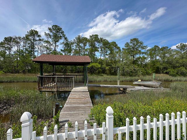 1866 Capri Dr, Charleston, SC 29407 - dock area with a water view and a gazebo