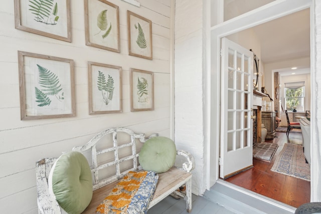 living area featuring hardwood / wood-style floors