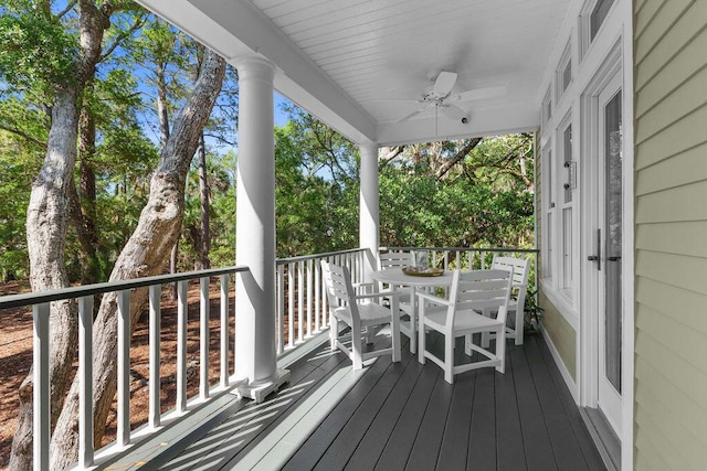 3052 Seabrook Island Rd, Seabrook Island, SC 29455 - deck with a ceiling fan and outdoor dining area