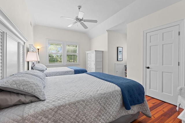 3052 Seabrook Island Rd, Seabrook Island, SC 29455 - bedroom with wood finished floors, lofted ceiling, and a ceiling fan