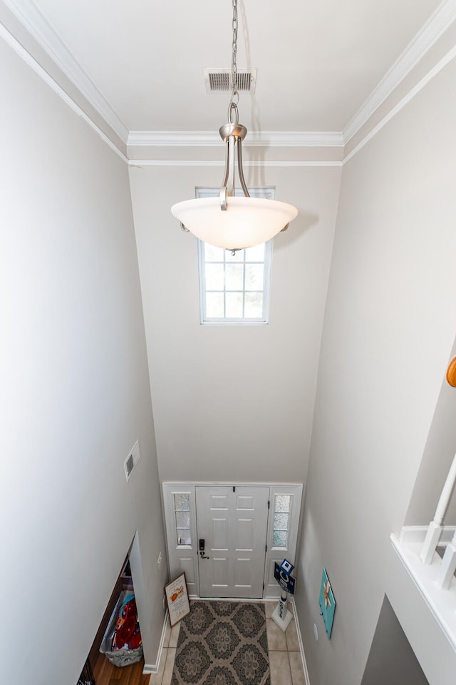 interior space featuring ornamental molding