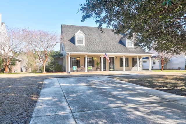 cape cod home with covered porch