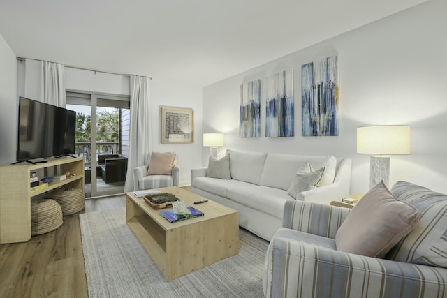 living area featuring light wood-style floors