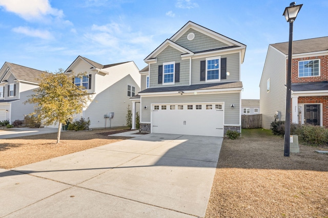 view of front of property with a garage