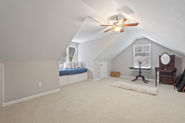 116 Cartright St, Daniel Island, SC 29492 - bedroom with carpet floors, lofted ceiling, ceiling fan, and multiple windows