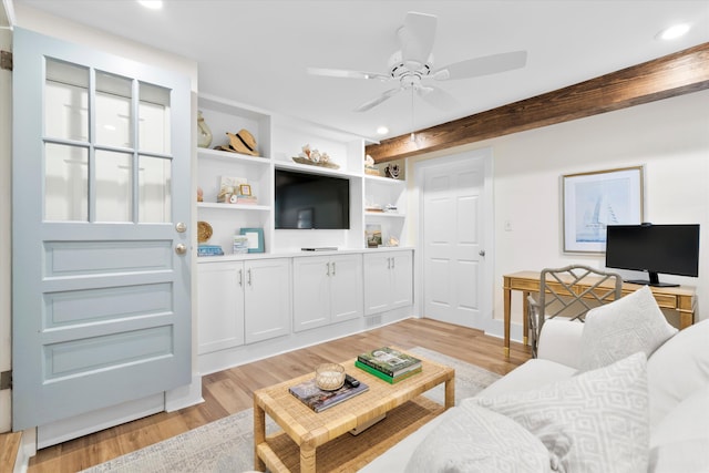 520 Yale Dr, Charleston, SC 29412 - living area featuring light wood-style flooring, recessed lighting, and a ceiling fan