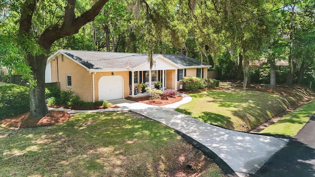 520 Yale Dr, Charleston, SC 29412 - ranch-style house featuring an attached garage, covered porch, driveway, a front lawn, and a shingled roof
