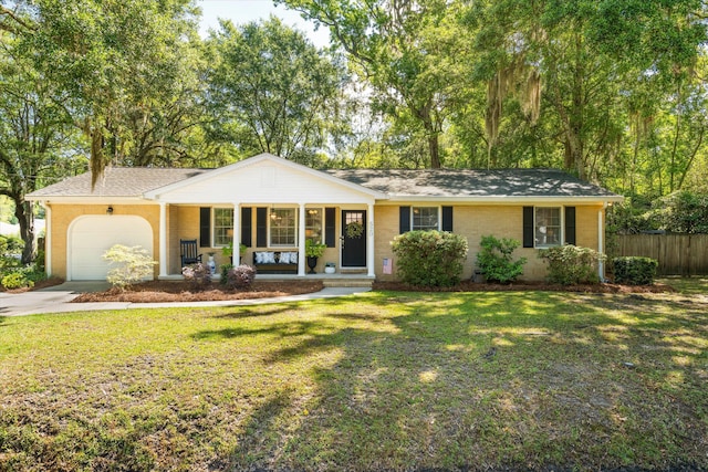 520 Yale Dr, Charleston, SC 29412 - ranch-style house featuring covered porch, an attached garage, brick siding, concrete driveway, and roof with shingles