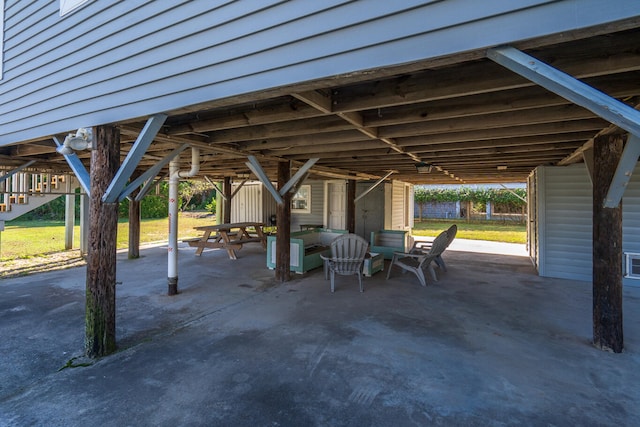 view of patio / terrace with a storage unit