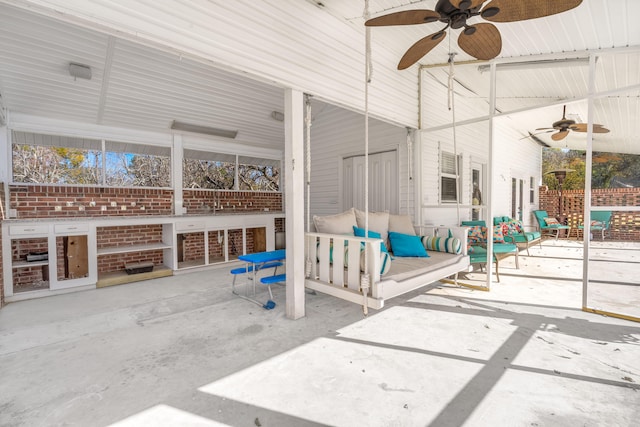 view of patio with ceiling fan