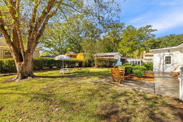 view of yard with a patio area