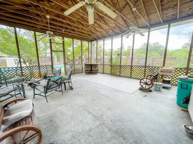 view of unfurnished sunroom