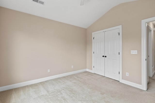 3588 Bagley Dr, Mount Pleasant, SC 29466 - unfurnished bedroom with lofted ceiling, carpet flooring, a closet, baseboards, and a ceiling fan