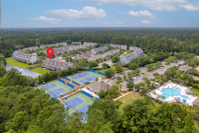 3588 Bagley Dr, Mount Pleasant, SC 29466 - bird's eye view of a heavily wooded area and a pool