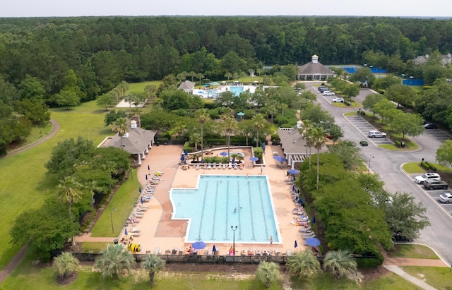 3588 Bagley Dr, Mount Pleasant, SC 29466 - drone / aerial view of a heavily wooded area and a pool